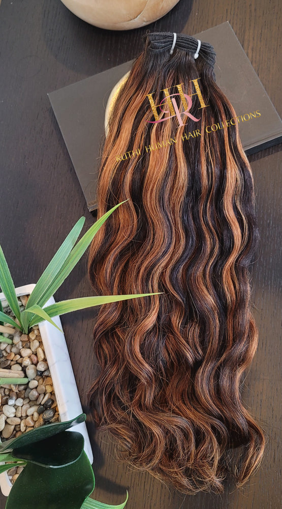 Loose wave 100% Raw Human hair Bundles highlight colored 30/ 1b