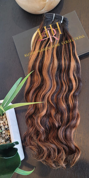 Loose wave 100% Raw Human hair Bundles highlight colored 30/ 1b