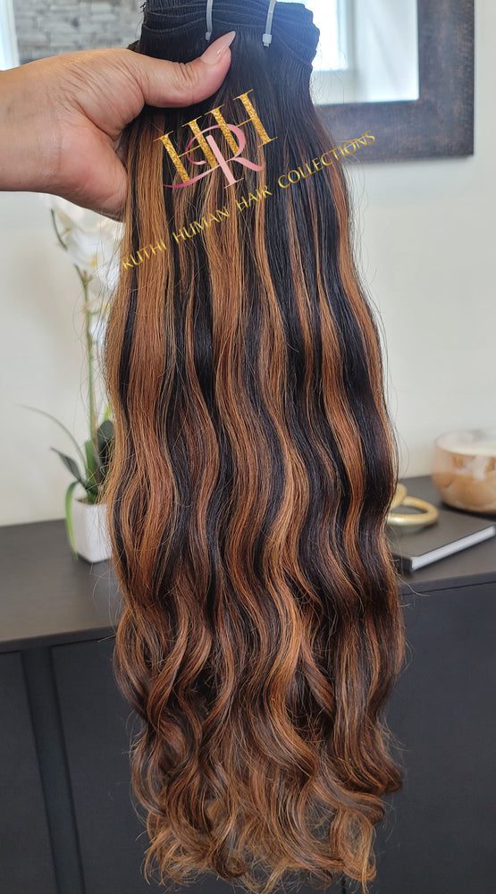 Loose wave 100% Raw Human hair Bundles highlight colored 30/ 1b