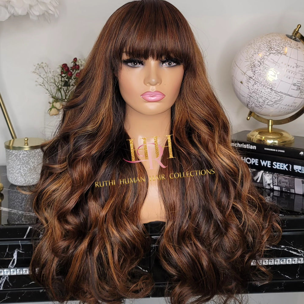 100% Humanhair lace front blonde wig body wave custom colored highlights