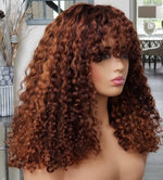 Deep curly colored bang wig