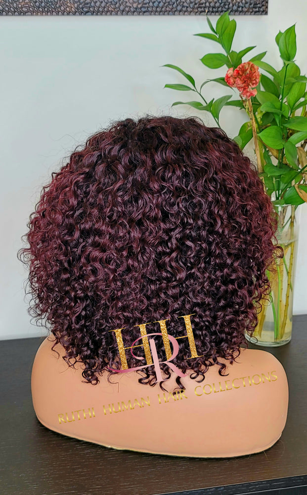 100% Humanhair lace wig kinkiy curly burguny