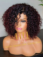 100% Humanhair lace wig kinkiy curly burguny
