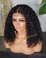 Humanhair lace closure wig kinkiy curly middle part
