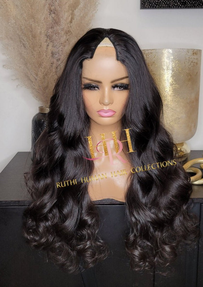 100% Human Hair V part minimal leave out wig Bodywave