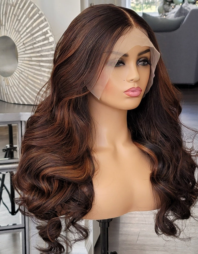 100% Humanhair lace front ombre wig body wave custom colored
