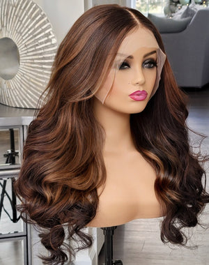 100% Humanhair lace front ombre wig body wave custom colored