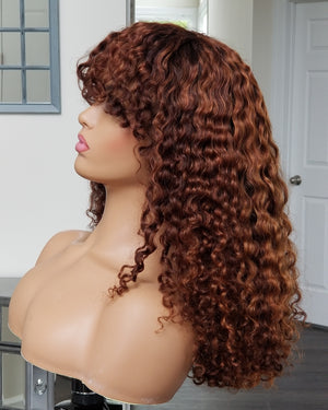 Deep curly colored bang wig