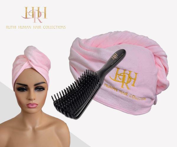 Detangling Brush and Microfiber Hair Towel Bundle offer