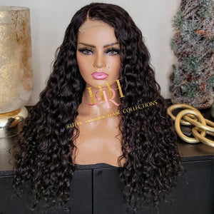 100% Humanhair lace closure wig Water wave