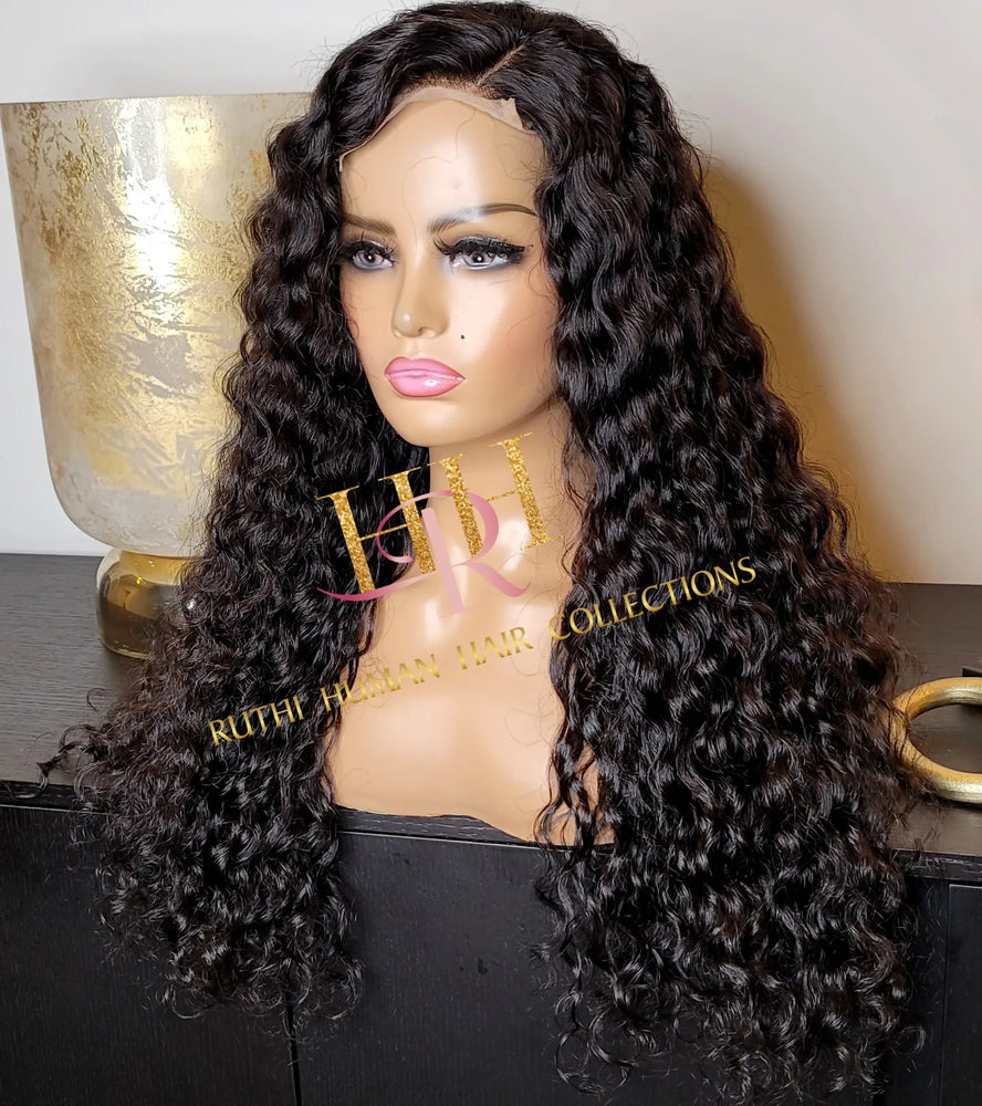 100% Humanhair lace closure wig Water wave