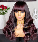 Humanhair lace front wig burgundy ombre body wave