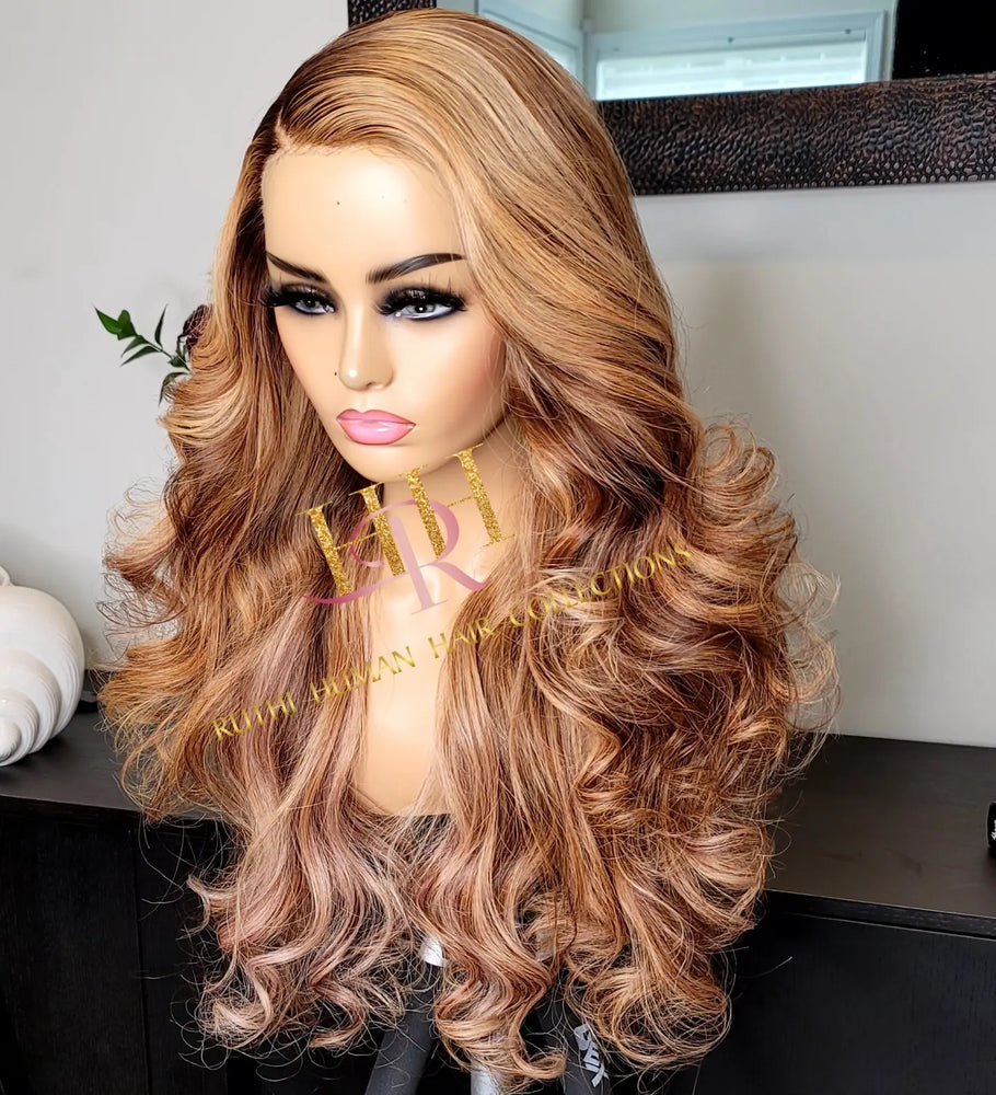 100% Humanhair lace front wig light ash blonde body wave