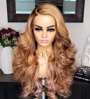 100% Humanhair lace front wig light ash blonde body wave