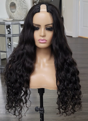 100% Human Hair U part wig natural loose wave