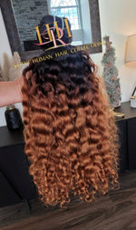 Raw Human hair cuticle intact Bundles, Ombre colored deep curly