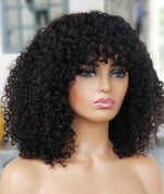 100% Human hair bang style wig Deep Curly