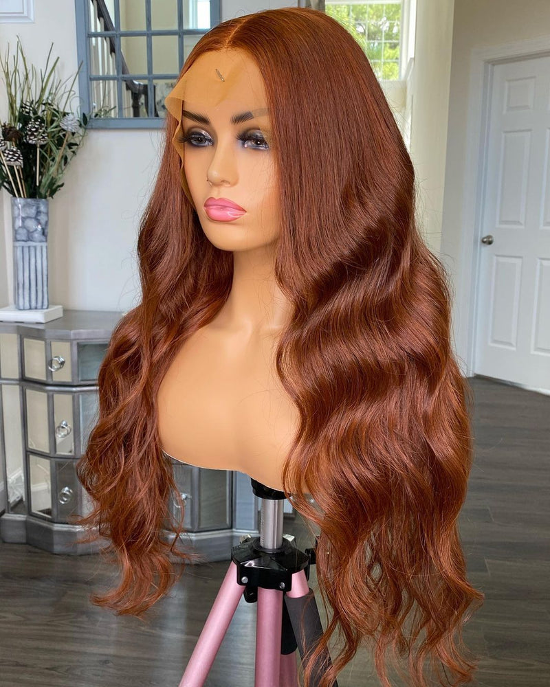 100% Humanhair lace frontal body wave wig custom colored
